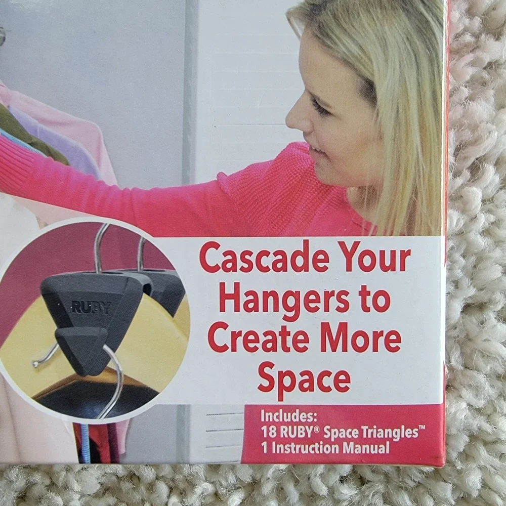 Ruby Space Triangles 18 Value Pack Closet Organizer Hanger Hooks 3x Space